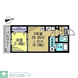 フロレゾン稲毛 3階1LDKの間取り