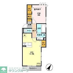 ミーツII 2階1LDKの間取り