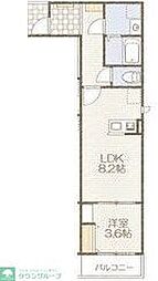 ラ・コンシェリー東千葉 2階1LDKの間取り