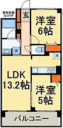 グラヴェル幕張 5階2LDKの間取り