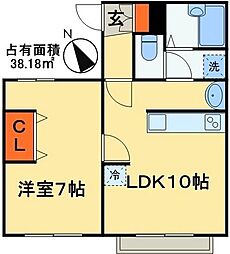 メゾンシェスタ 3階1LDKの間取り