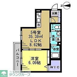 セミカ葛城 II 1LDKの間取図画像