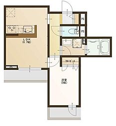 Partenza松波さくら通り 1LDKの間取図画像