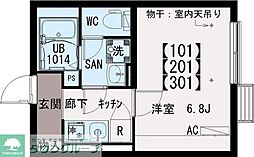 イクシオ江戸川II 301 3階1Kの間取り