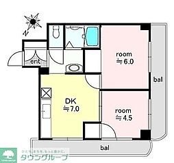 エスカイア北小岩 2DKの間取図画像