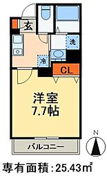 カーサスミレセグンダ 1Kの間取図画像