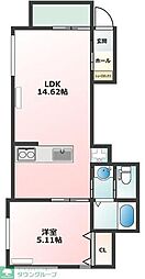 市川市平田2丁目アパート 1LDKの間取図画像