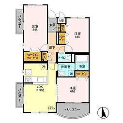 DameBlanche 3LDKの間取図画像