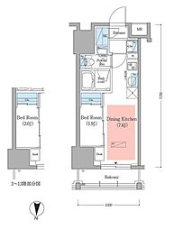 Urbanex深川住吉3 1DKの間取図画像