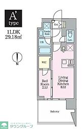 クレストコート東陽町 1LDKの間取図画像