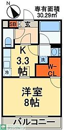 フェリシタージ 1Kの間取図画像