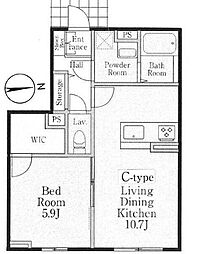 AlflatL.B 1LDKの間取図画像