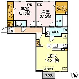 サニーハイム 2LDKの間取図画像
