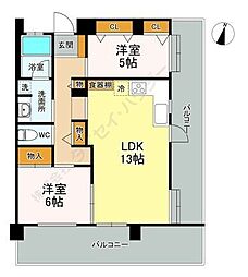 ニュー千葉稲毛ビル 2LDKの間取図画像