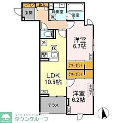 市川市大和田2丁目アパート 2LDKの間取図画像