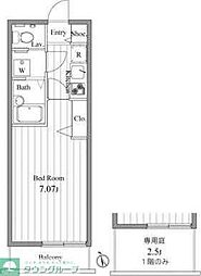 ルームピア船橋 1Kの間取図画像