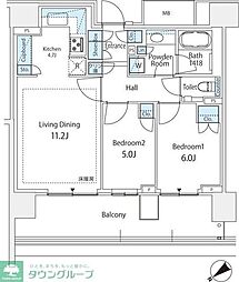 HARUMIFLAGSUNVillageD棟 2LDKの間取図画像