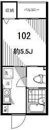 フォセット松戸・上本郷 1Kの間取図画像
