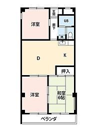 武蔵野レジデンス 3DKの間取図画像
