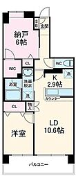 クイーンズレゾン末広 2LDKの間取図画像