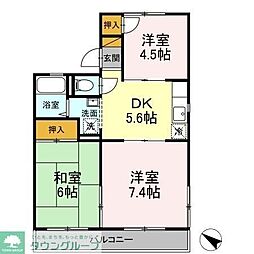 コーポサングリーン 3DKの間取図画像