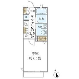 フォルス21 1Kの間取図画像