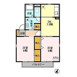 ルミエール藤崎 2DKの間取図画像