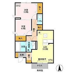 イーグレットD 2LDKの間取図画像