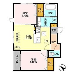 ルナクオーレ 2LDKの間取図画像