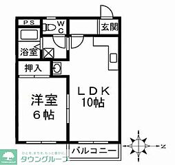 ドエルKasaino.2 1LDKの間取図画像