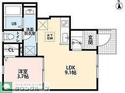 リーブルファイン船橋芝山 1LDKの間取図画像