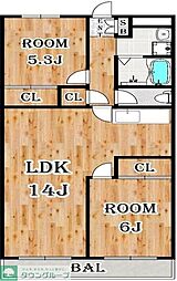 リアライズ市川原木 2LDKの間取図画像