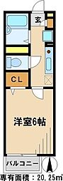 ヒルサイドテラス 1Kの間取図画像