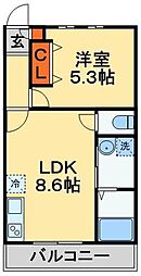Uptown海神山 1LDKの間取図画像