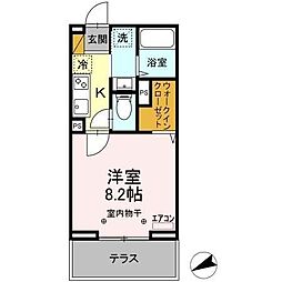 WestSideResidence2 1Kの間取図画像