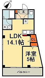 フォレストM16 1LDKの間取図画像