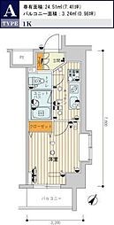 スカイコート新小岩 1Kの間取図画像