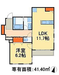 流山市後平井アパート 1LDKの間取図画像