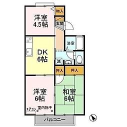 セジュールユアサB 3DKの間取図画像