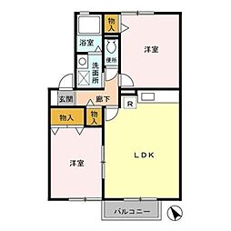 JR総武線 新検見川駅 バス10分 畑野下車 徒歩5分の賃貸アパート 2階2LDKの間取り