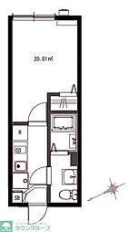 モダンアパートメント津田沼イースト 1階1Kの間取り
