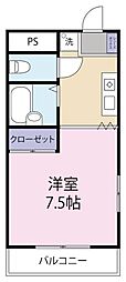 YMハイツ中園 3階1Kの間取り