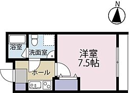 アミティ館内一番館 305 3階1Kの間取り