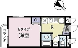 ミミ・エデン 2階1Kの間取り