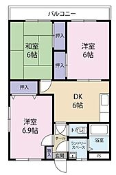 ルミエール小網代 3DKの間取図画像