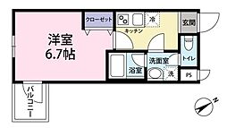 ヴィアレ赤迫 1Kの間取図画像