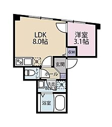 コ・クーン八幡 1LDKの間取図画像