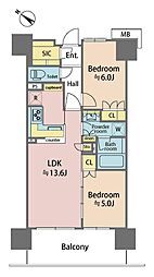 東京ミッドベイ勝どき 2LDKの間取図画像