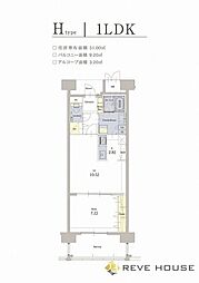 西鉄貝塚線 西鉄香椎駅 徒歩19分の賃貸マンション 16階1LDKの間取り