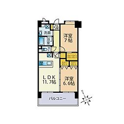 ヘスティア大濠 2LDKの間取図画像